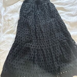 Elegant Black Eyelet Skirt